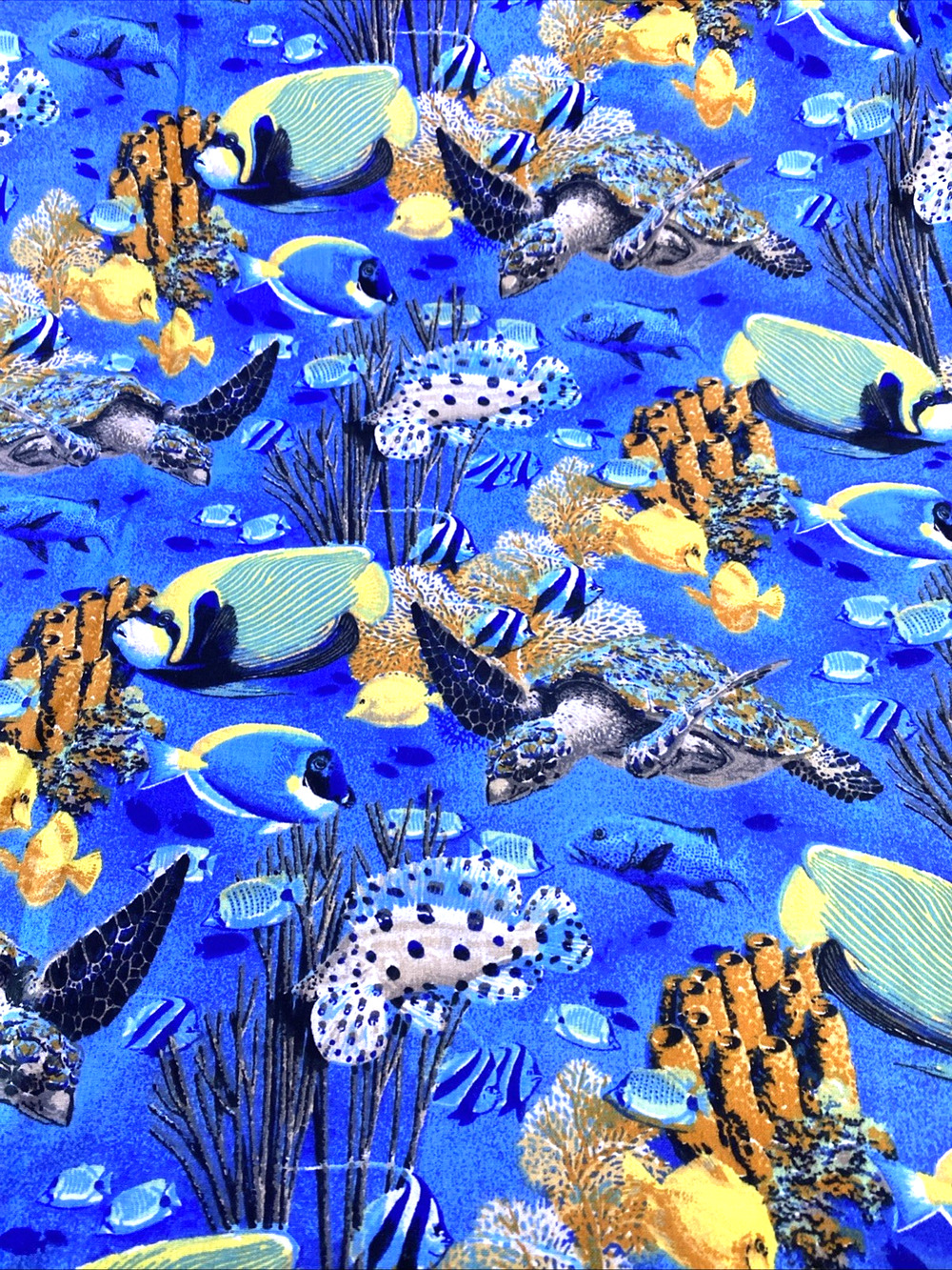 Spring Industries Cotton Fabric Ocean Sea Turtle Coral Reef Fish 3 Yards x 45"